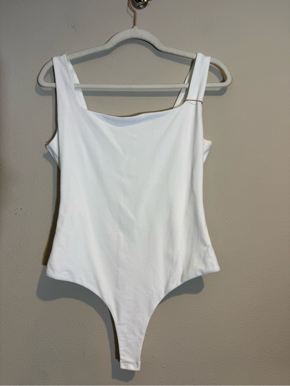 Quince Square Neck Stretch Cotton Sleeveless Bodysuit White - Picture 2 of 5